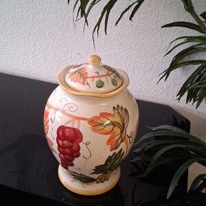 Hand-Painted Ceramic Vase with Lid